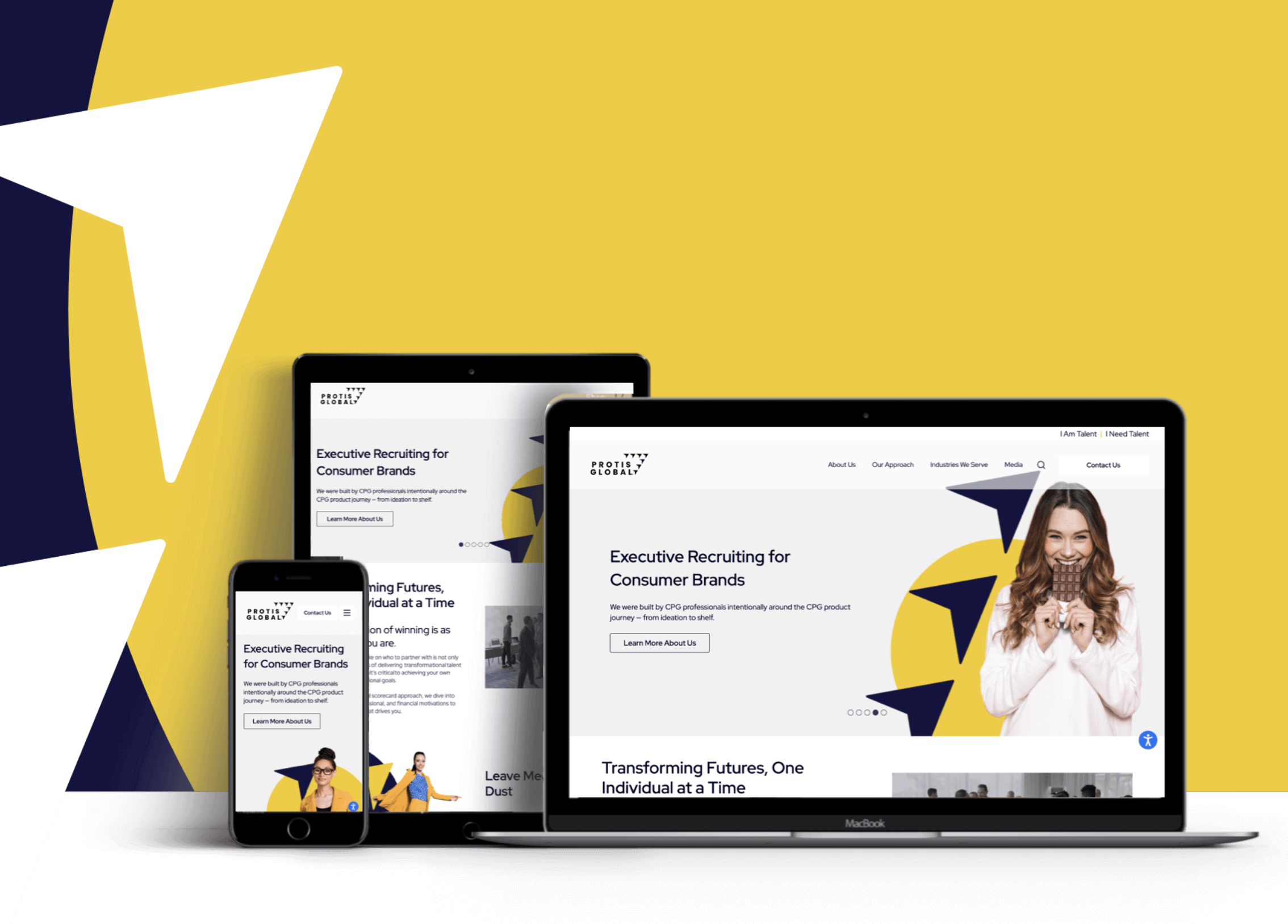 Protis Global website shown on desktop, laptop and mobile